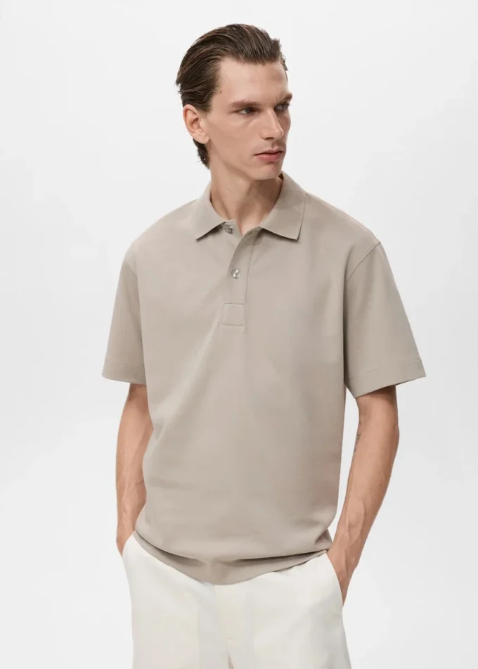 Polo en coton à coupe décontractée Polo en coton à coupe décontractée