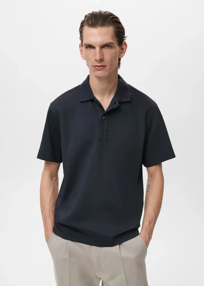 Polo en coton à coupe décontractée Polo en coton à coupe décontractée