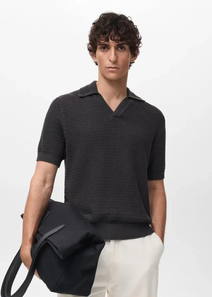 Polo en coton crocheté Polo en coton crocheté