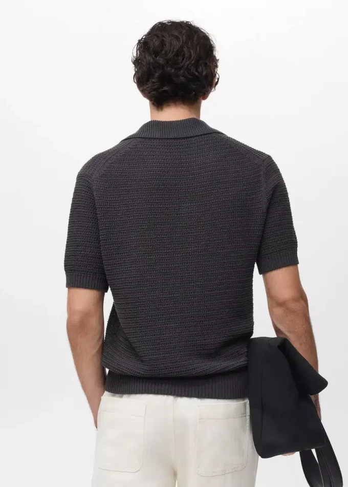 Polo en coton crocheté Polo en coton crocheté