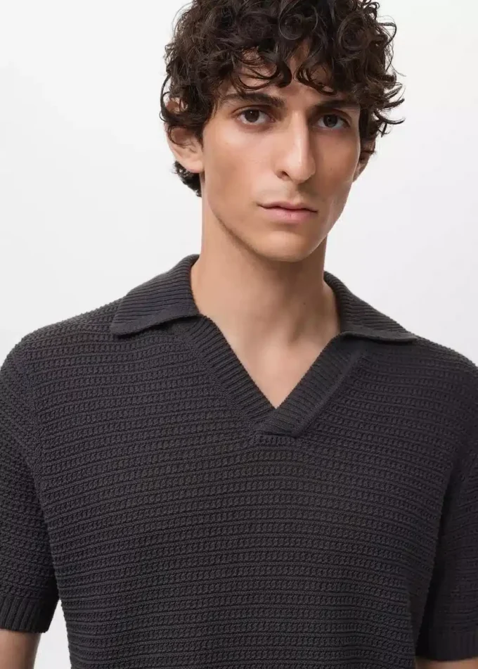 Polo en coton crocheté Polo en coton crocheté