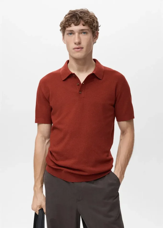 Polo en coton finement tricoté Polo en coton finement tricoté