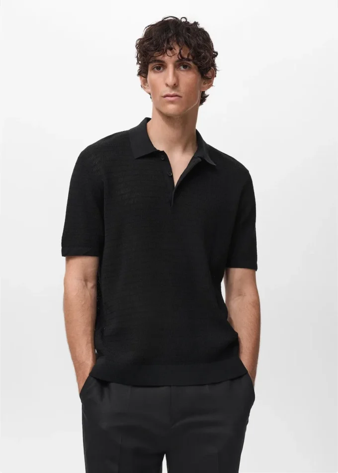 Polo en coton finement tricoté Polo en coton finement tricoté