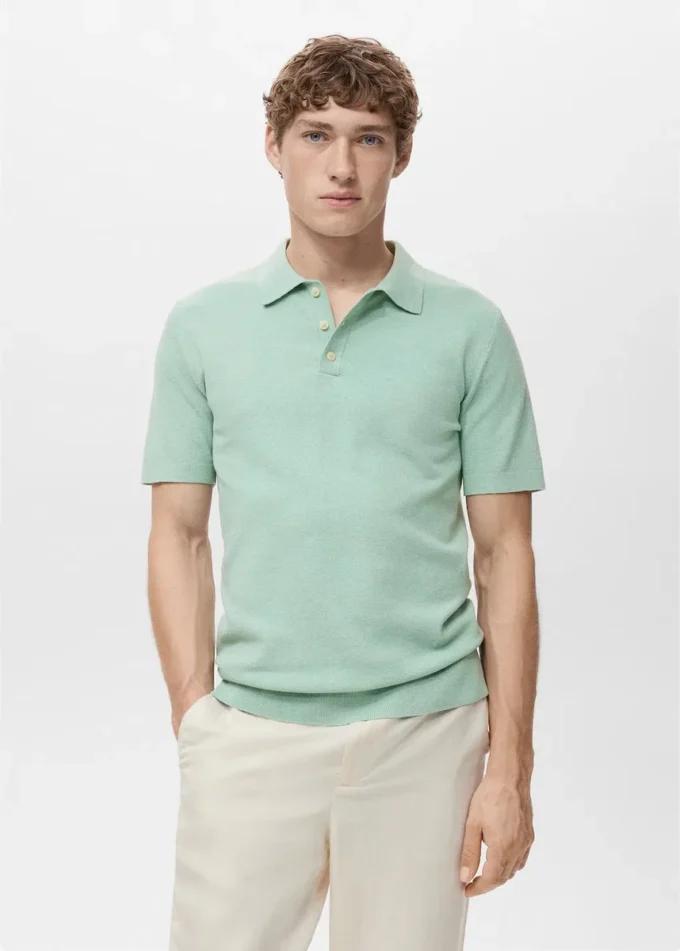 Polo en coton finement tricoté Polo en coton finement tricoté