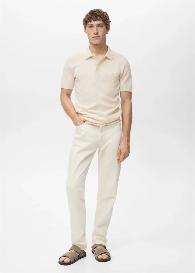 Polo en coton finement tricoté Polo en coton finement tricoté