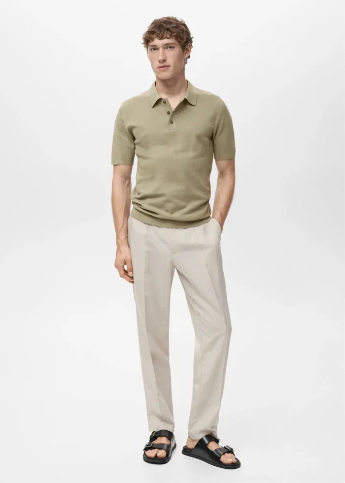Polo en coton finement tricoté Polo en coton finement tricoté