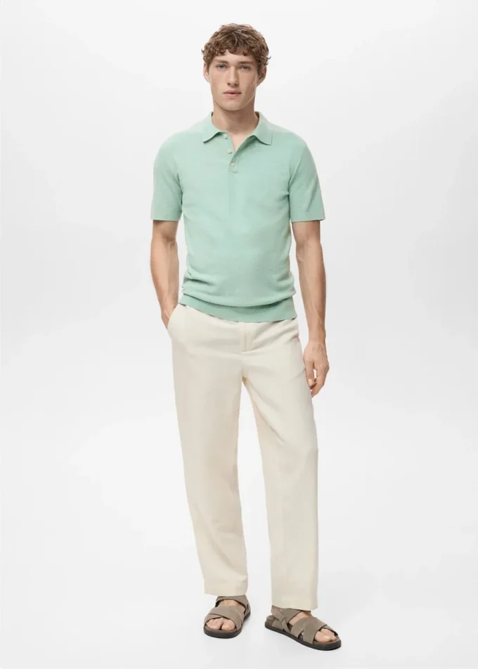Polo en coton finement tricoté Polo en coton finement tricoté