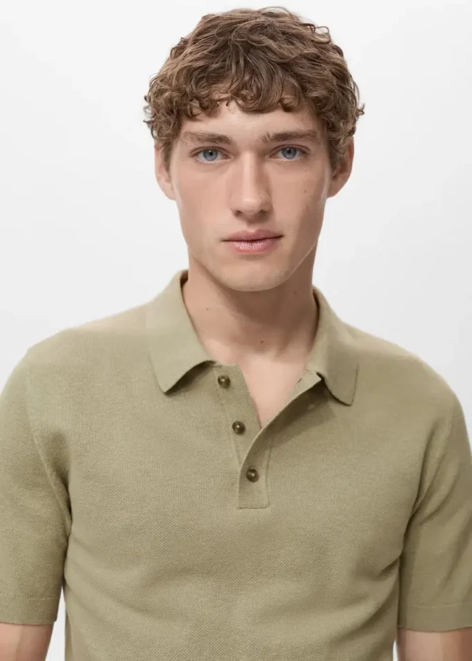 Polo en coton finement tricoté Polo en coton finement tricoté