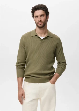 Polo en coton mélangé côtelé