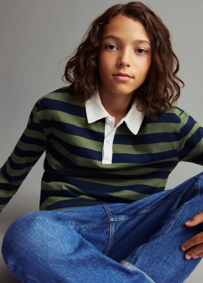 Polo en coton rayé