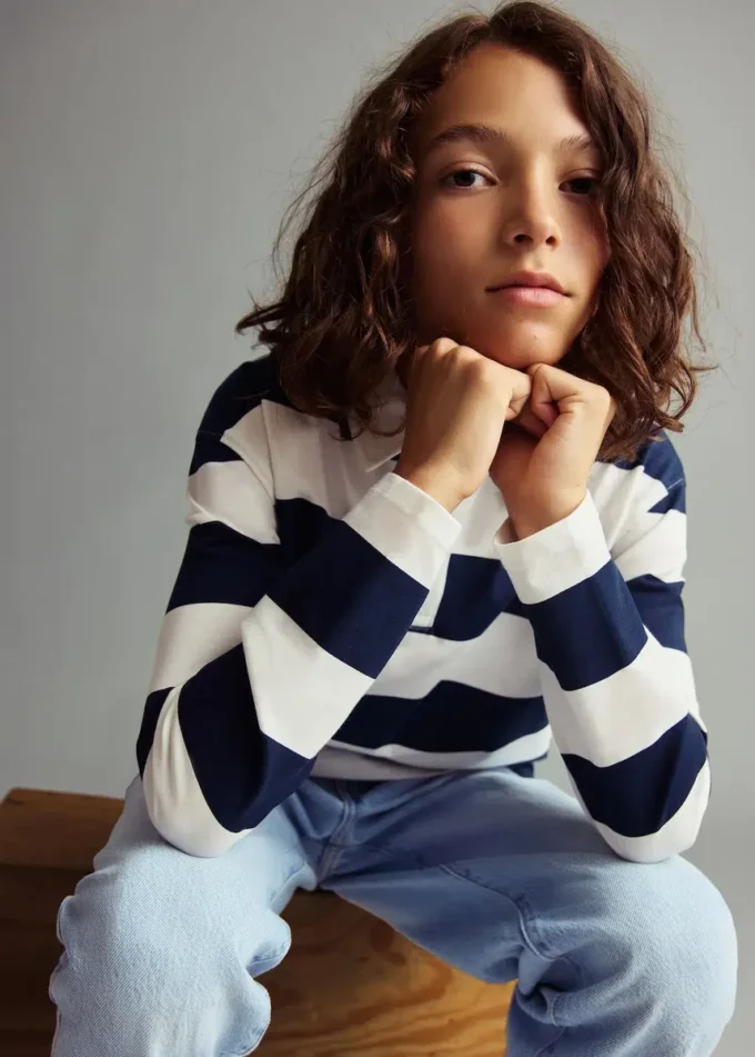 Polo en coton rayé