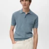 Polo en coton tricoté avec motif en dentelle