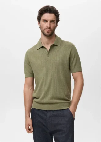 Polo en maille côtelée