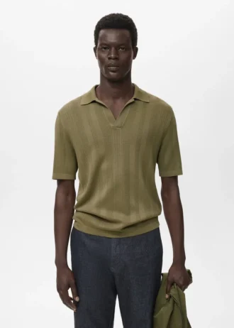 Polo en maille côtelée