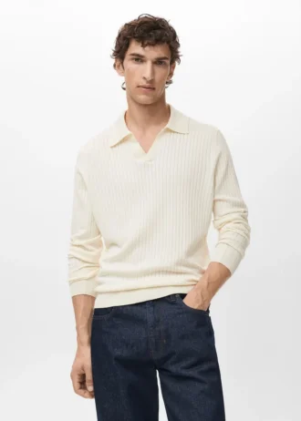 Polo en maille côtelée