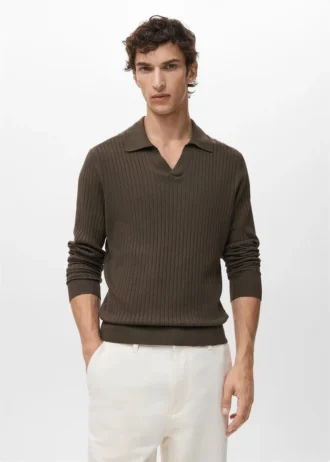 Polo en maille côtelée
