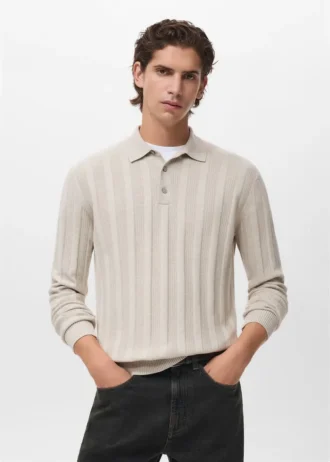 Polo en maille côtelée