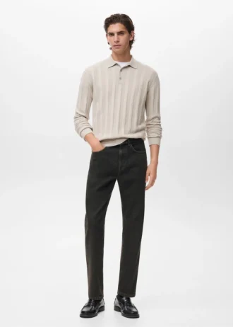Polo en maille côtelée