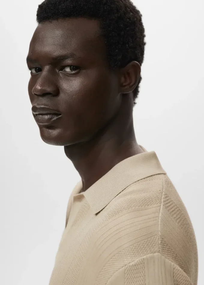 Polo en maille côtelée