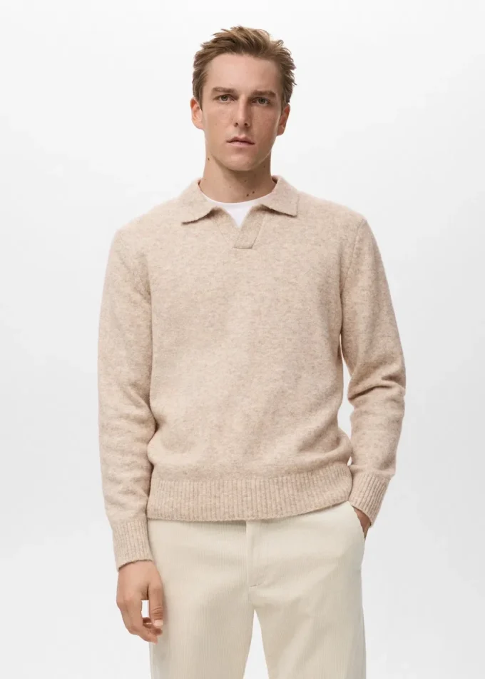 Polo en maille de laine mélangée Polo en maille de laine mélangée