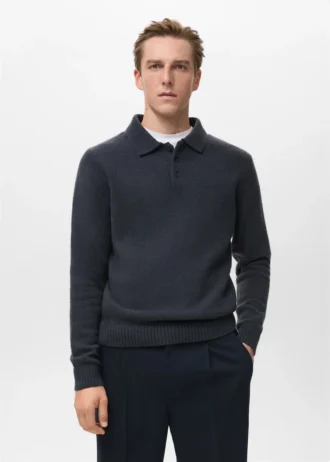 Polo en maille de laine mélangée