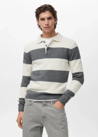Polo en maille de laine mélangée