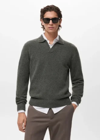 Polo en maille de laine mélangée