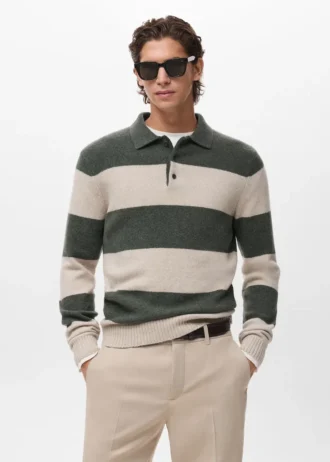 Polo en maille de laine mélangée