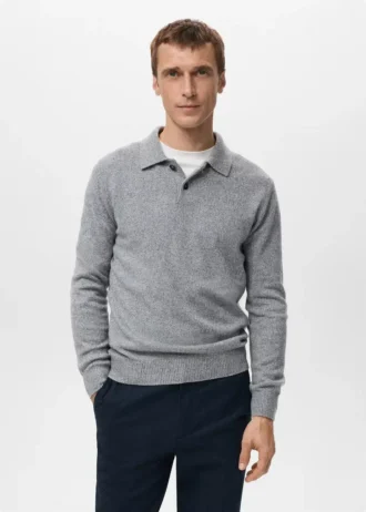 Polo en maille de laine mélangée