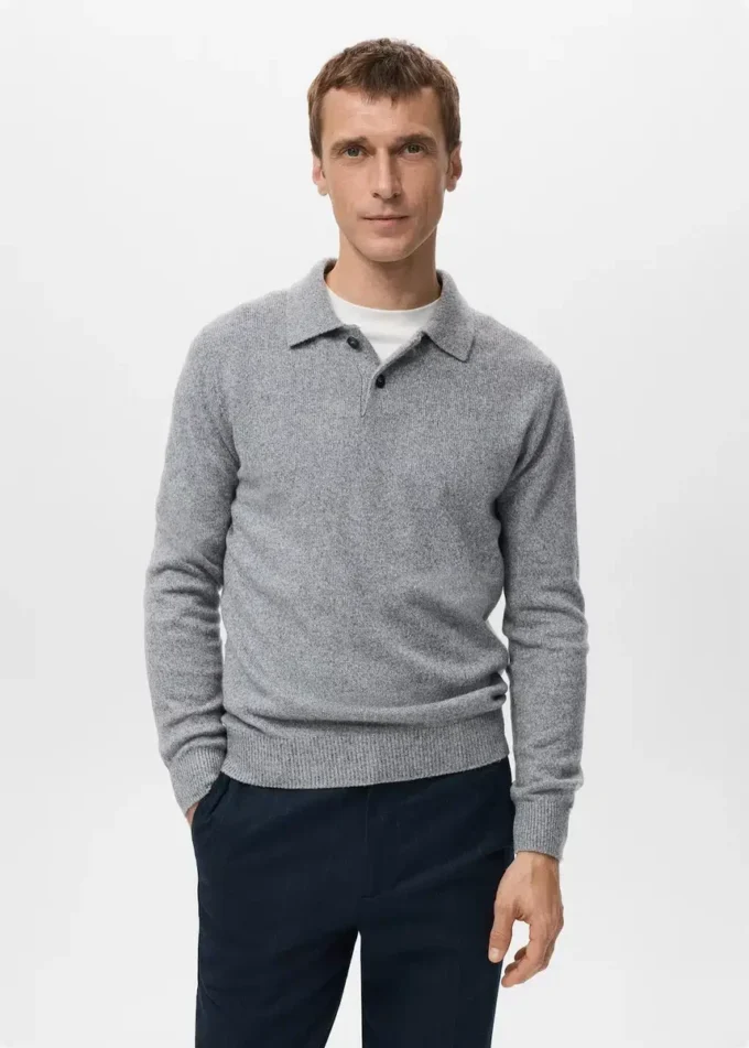 Polo en maille de laine mélangée Polo en maille de laine mélangée