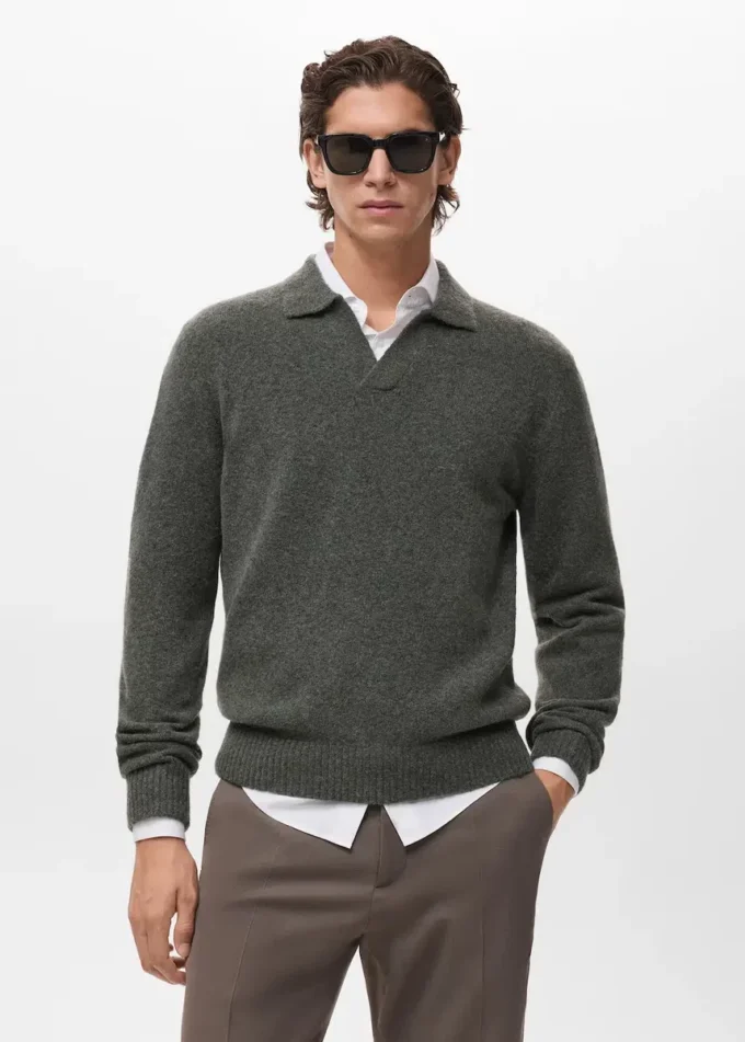 Polo en maille de laine mélangée Polo en maille de laine mélangée