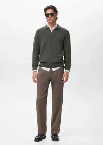 Polo en maille de laine mélangée