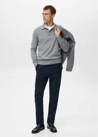 Polo en maille de laine mélangée