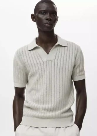 Polo en maille fine à chevrons
