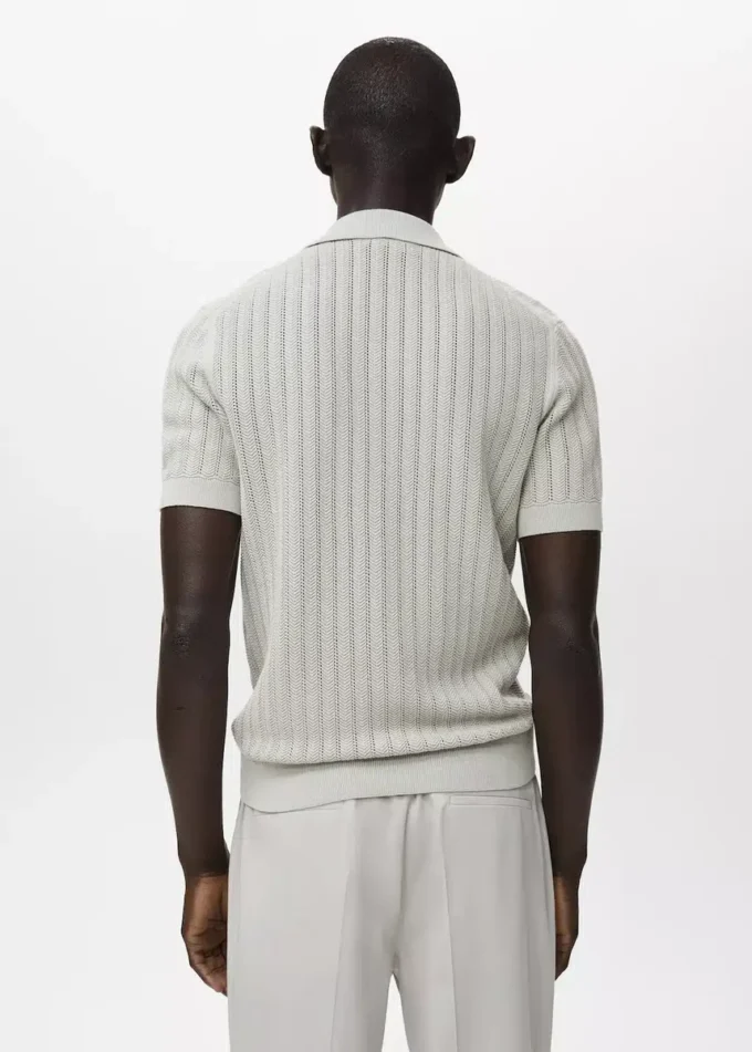 Polo en maille fine à chevrons Polo en maille fine à chevrons