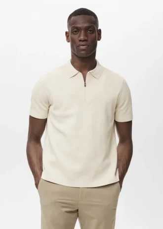 Polo en maille fine COOLMAX® avec fermeture à glissière