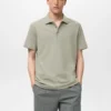 Polo en maille fine côtelée
