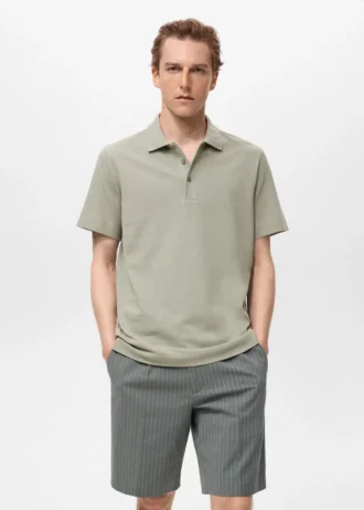 Polo en maille fine côtelée