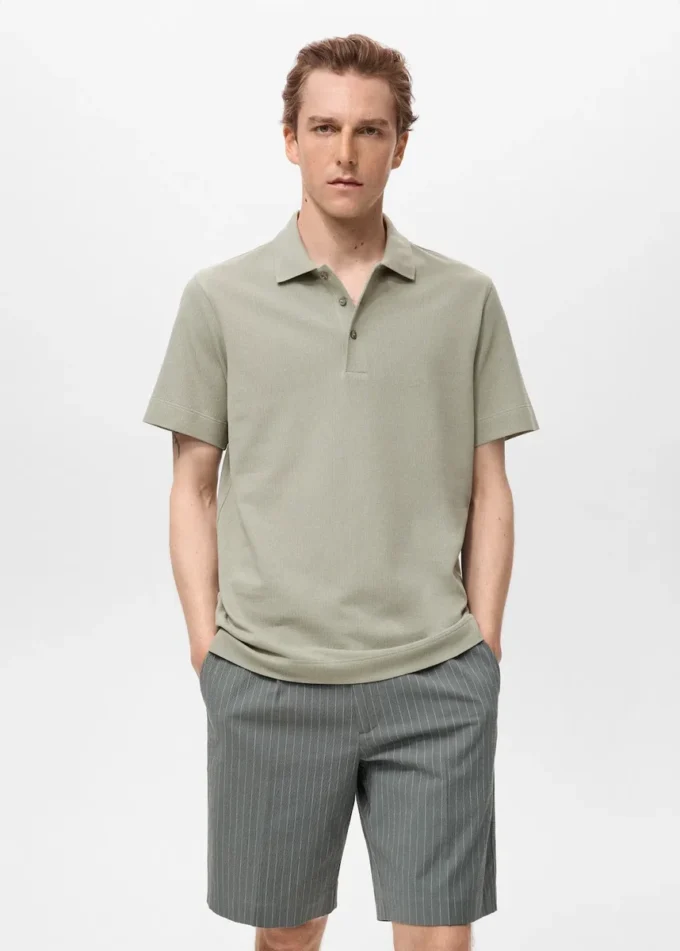 Polo en maille fine côtelée