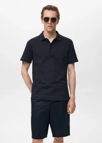 Polo en maille fine côtelée
