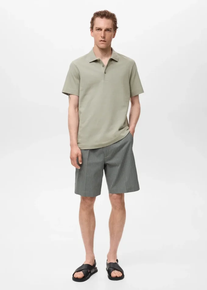 Polo en maille fine côtelée