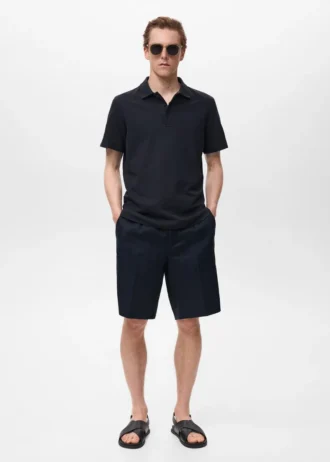 Polo en maille fine côtelée
