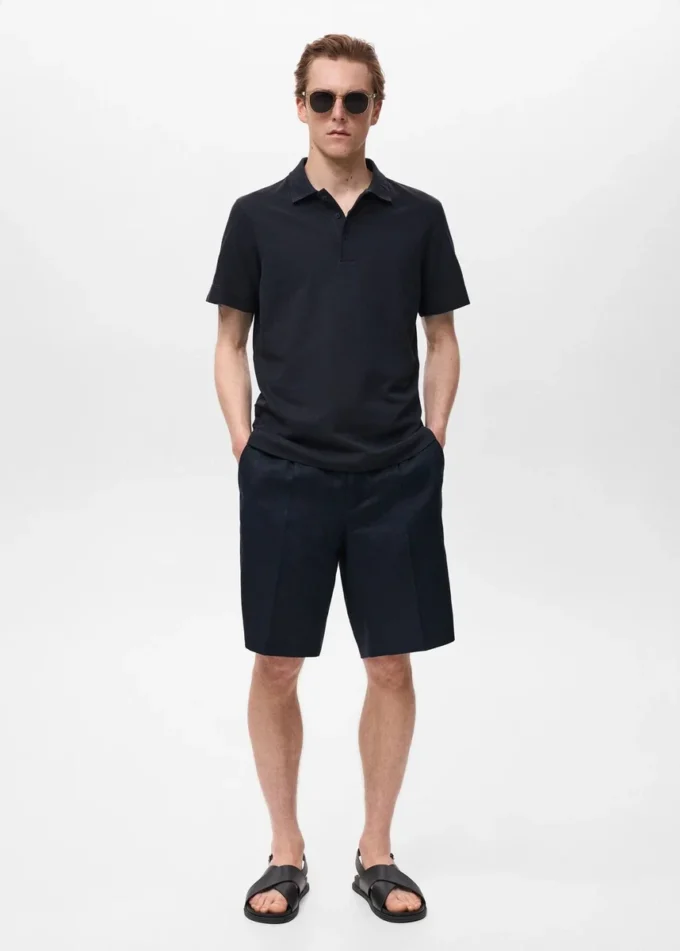 Polo en maille fine côtelée