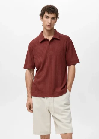 Polo en maille texturée