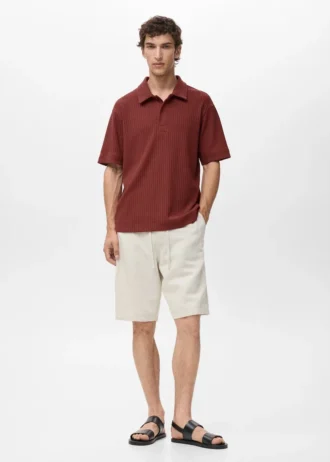 Polo en maille texturée