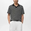 Polo rayé en maille tressée