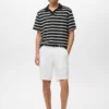 Polo rayé en maille tressée