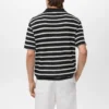 Polo rayé en maille tressée