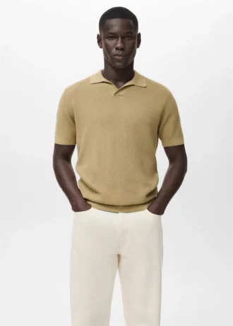 Polo structuré en coton tricoté