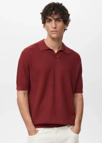 Polo structuré en coton tricoté